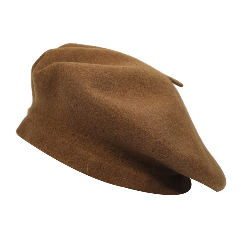 ZLYC Wool Beret Hat Classic Solid Color French Beret for Women Brown - Image 1